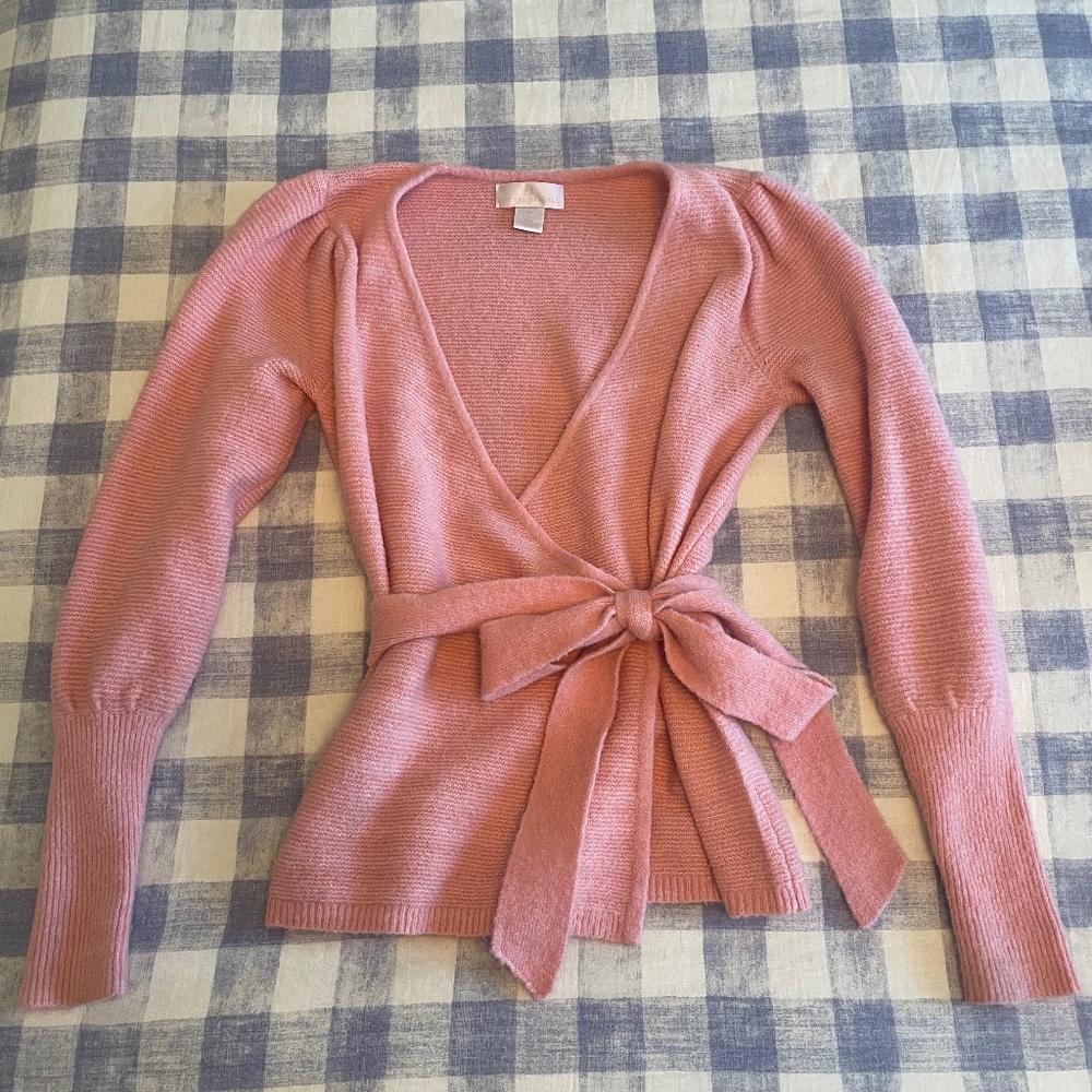 Rachel Parcell Pink Wrap Sweater